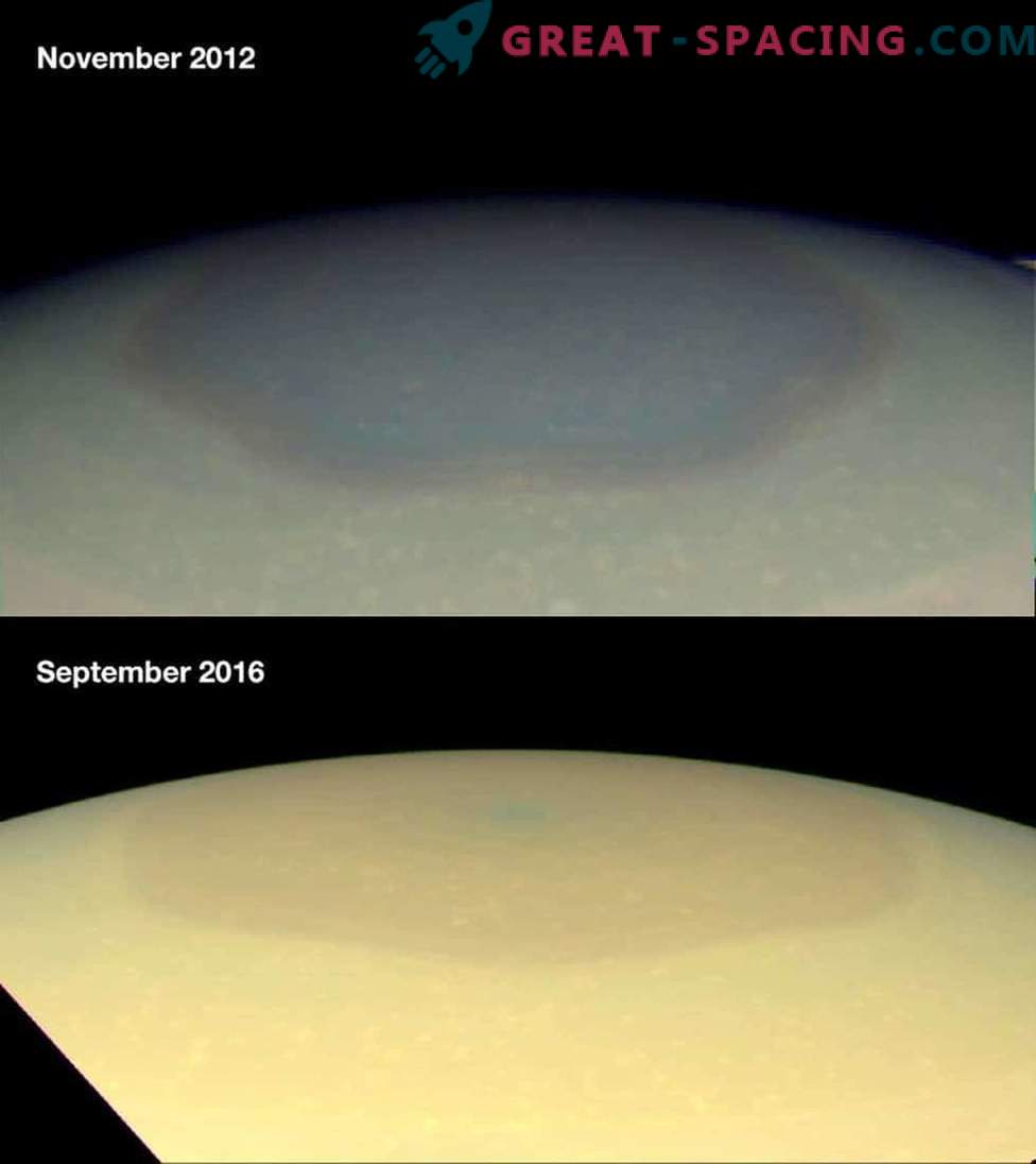Cassini demonstruoja didžiulius Saturno poliarinių vorticų pokyčius