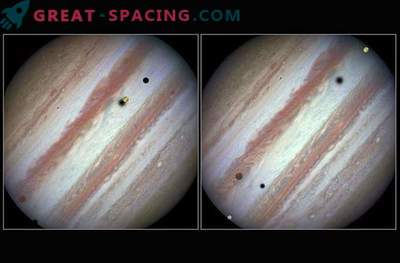 Hubble padarė nuostabų vaizdą apie trijų Jupiterio palydovų tranzitą