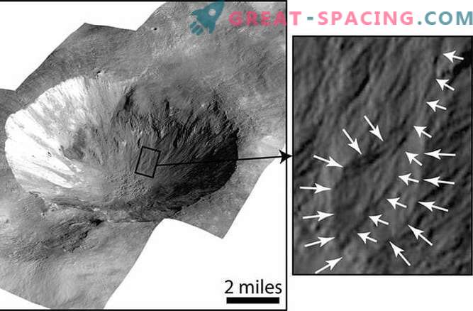 Vanduo gali tekėti išilgai Vesta kraterių sienų
